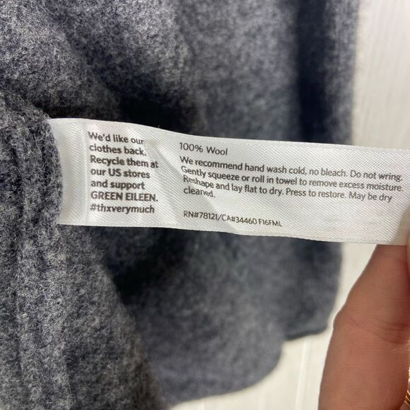 Eileen Fisher Cardigan Womens Fringe Gray Long-Sleeve Open-Front Sweater Medium - Picture 4 of 5